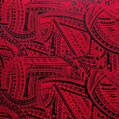 1 Yard Traditional Polynesian Tattoo Foil Fabric Shiny Polyeste 60 Inches Wide Red/Black