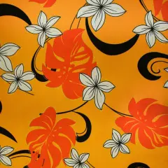 1 Yard Plumeria Flower Monstera Leaves Polyester Fabric 60 Inch Width