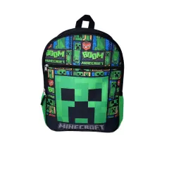 Minecraft Backpack 16" Creepers Front Pocket Boom TNT Green Boys Kids