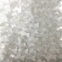 1 Yard 3D Butterfly Embroidered Satin Lace Polyester Fabric Elegant Material 60 Inch Width White