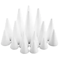 Bright Creations 16 Pack Foam Cones for Crafts - 4 Assorted Sizes for Trees, Holiday Decorations - Handmade Gnomes (White, 2.2-6 in)