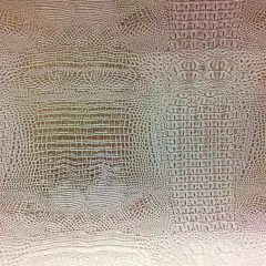 1 Yard Metallic Faux Gator Vinyl Fabric For Upholstery Handbags Crafts Decor 54 Inch Width White3/ Gold