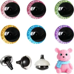 96pcs 25mm 3D Glitter Safety Eyes for Crocheting with Washers Moon