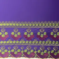 1 Yard Hibiscus Double Border Embroidered Polyester Fabric 56 Inch Width