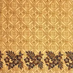 1 Yard Tropical Floral Border Fabric 100% Polyester, 60" Wide Sand