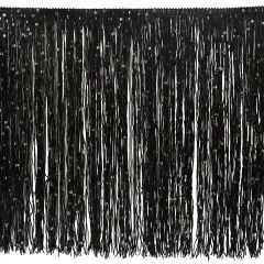 5 Yards of 12" Starlight Hologram Sequin Chainette Fringe Trim | 5 yard cut Black
