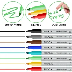 8 Pack Assorted Colors Permanent Markers, Fine Tip Colored Markers Pens for Adult Coloring Journaling Marking Drawing, Art School Office Supplies