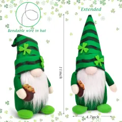 2 Pack Gnomes Plush Lucky Green Shamrock Home Table Decor Ornaments for Irish Saint Patrick's Day