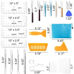 33 Pieces Vinyl Weeding Tools with T-Shirt Ruler Guide,Craft Tools Set for DIY Heat Transfer Printing, Weeding Vinyl,Silhouettes,Scrapbooking,Lettering, Cutting, Splicing.