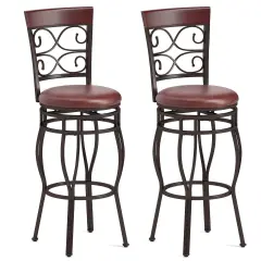 Costway Set of 2 Vintage Bar Stools 30" Swivel Padded Seat Bistro Dining Kitchen Pub Chair