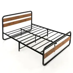 Costway Metal Bed Frame Arc Platform Headboard Footboard Mattress Foundation Black