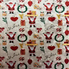 1 Yard Jolly Santa Print Crushed Velvet Fabric for Costumes Leggings Dancewear Holiday Wear