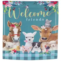 Sweet Farm Friends Garden Flag 2 Sided Cow Pig Horse