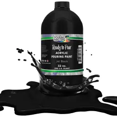Pouring Masters Jet Black Ready to Pour Acrylic Pouring Paint - Premium 32-Ounce Pre-Mixed Fluid Acrylic Paint - Fluid Art Supplies for Canvas, Wood, Paper, Tile & Rocks