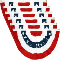 6PCS USA Patriotic Pleated Fan Flag - 3 x1.5 Ft American US Flag Bunting Banner Patriotic Bunting Flag Stars and Stripes Flag Bunting for Memorial Day The 4th of July and Labour Day (18INx35IN)