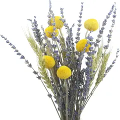 Dried Flowers Bouquet Dried Wheat Stalks Bundle Natural Lavender Dried Flowers Craspedia Flowers Dried Floral Arrangements for Wedding Party Table Centerpiece Decor Farmhouse DIY