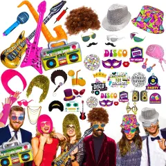 50 Pcs Rock Party Photo Booth Props Set