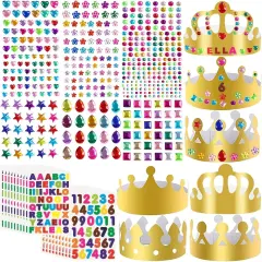 46 Pcs Paper Crowns for Kids to Decorate Birthday Party Hats Gold