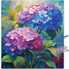 Hydrangea Paint by Numbers Kit for Adults,Purple Flower Adult Paint by Number Kits,DIY Acrylic Paint by Number on Canvas for Home Wall Decor 16X20 Inch