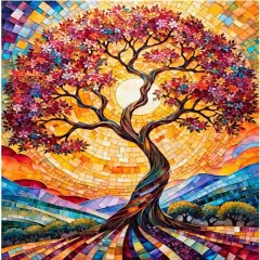 Tree of Life Diamond Painting Kits for Adults - Abstract Diamond Art Painting Kits - Stained Glass Diamond Art Painting Kit - Tree Gem Art for Gift Home Wall Decor 12&times;16 Inch