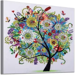 DIY 5D Diamond Painting kit Art Special Shape Rhinestones for Adults Beginner Colourful Four Season Tree Home Wall Decor 11.9x11.9 Inch (Four)