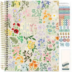 bloom daily planners 2025-26 Academic Planner, Hard Cover, 8.5" x 11", Garden Party, Beige