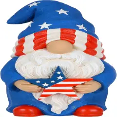 Garden Gnome - USA Patriotic Gnome Figurine - 9 Inch Tall Lawn Statue - for Outdoor or House Decor