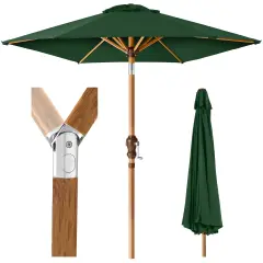 Best Choice Products 10ft Outdoor Woodgrain Pattern Steel Market Patio Umbrella w/ Crank, Tilt Green