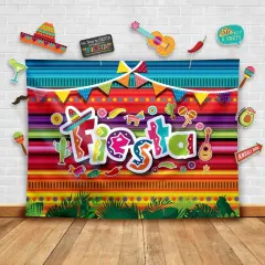 Fiesta Theme Photography Backdrop & Studio Props Kit, Cinco De Mayo Party Decorations, Mexican Photo Booth Background for Pictures, Summer Pool Mexicana Birthday Party Supplies