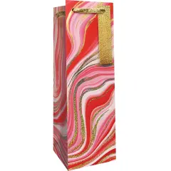 Pack/6: Peppermint Bark Wine Bag - 4-1/2 x 4-1/2 x 14"
