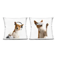 Stupell Industries Video Game Dogs with VR 2pc Decorative Printed Pillow Set design by CAD Designs, 18 x 7 x 18