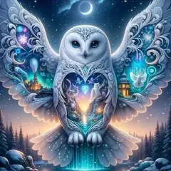 Owl Diamond Painting Kits for Adults-Starry Moon Diamond Art Kits for Adults, 5D Diamond Painting Kits Owl Castle for Adults,DIY Full Drill Paint with Diamond,Home Wall Decor 12 X 12inch