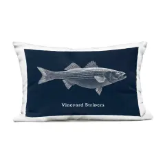 Stupell Industries Vineyard Stripers Fish Outdoor Printed Pillow design by Phillipa Katz, 14 x 7 x 20