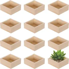 12 Pack Square Rustic Small Wooden Boxes