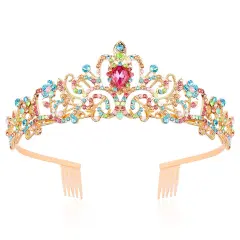 Crystal Crown Headband for Girls, Rapunzel Kids Hair Accessories with Princess Tiara and Crowns