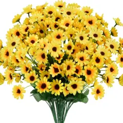 8 Bundles Mini Summer Sunflowers &ndash; Bright Yellow Silk Blooms for Sunny Home & Garden Decor Floral Arrangements