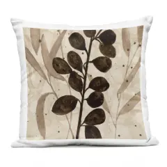 Stupell Industries Beige & Brown Natural Leaves Outdoor Printed Pillow design by Krinlox, 18 x 7 x 18
