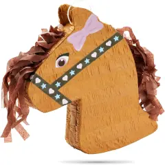 Pony Design Pinata for Horse Themed Cowgirl Birthday Party Supplies, Small (12x16x3 in) - Horse Birthday Decorations - Cowgirl Themed Party Decorations