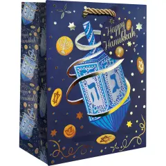 Pack/6: Hanukkah Dreidel Gift Bag - 6 x 3 x 7-1/2"