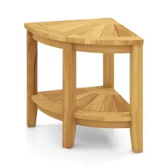 Teak Wood Shower Bench with Storage Shelf for Inside Shower to Sit on