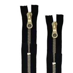 Riri 8MM Closed Bottom Zipper with KTA Pull &ndash; Black/Brass