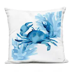 Stupell Industries Blue Tone Crab & Coral Outdoor Printed Pillow design by Cat Thurman Designs, 18 x 7 x 18