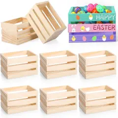 6 Pcs 6.5'' Small Wooden Crates for Mother's Day