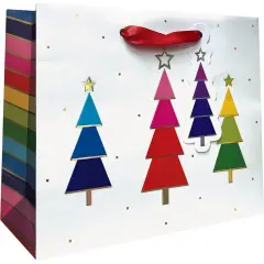 Pack/6: Rainbow Trees Gift Bag - 10 x 4 x 8"