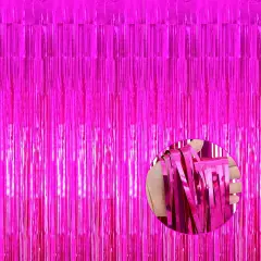 4 Pack Fuchsia Foil Fringe Curtain Backdrop Photo Booth Props