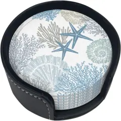 Set of 6 Nautical Sea Shell Star Coral Coastal Coasters