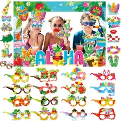Hawaiian Themed Pool Party Decorations, Photo Booth Props