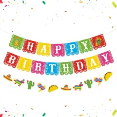 3 PCS Mexican Happy Birthday Banner Cinco De Mayo Decoration Fiesta Party Decoration Mexico Birthday Themed Decor Fiesta Taco Mexican Photo Booth Background Birthday Banner Party Supplies