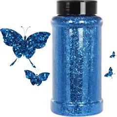 Blue Glitter, 16 Oz (1 Ib), Chunky Glitter for Resin Crafts Nails Tumblers Slime Cosmetic and Festival Decoration - Blue Chunky Glitter Bulk