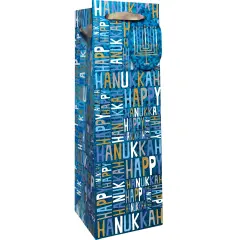 Pack/6: Hanukkah Greetings Wine Bag - 4-1/2 x 4-1/2 x 14"